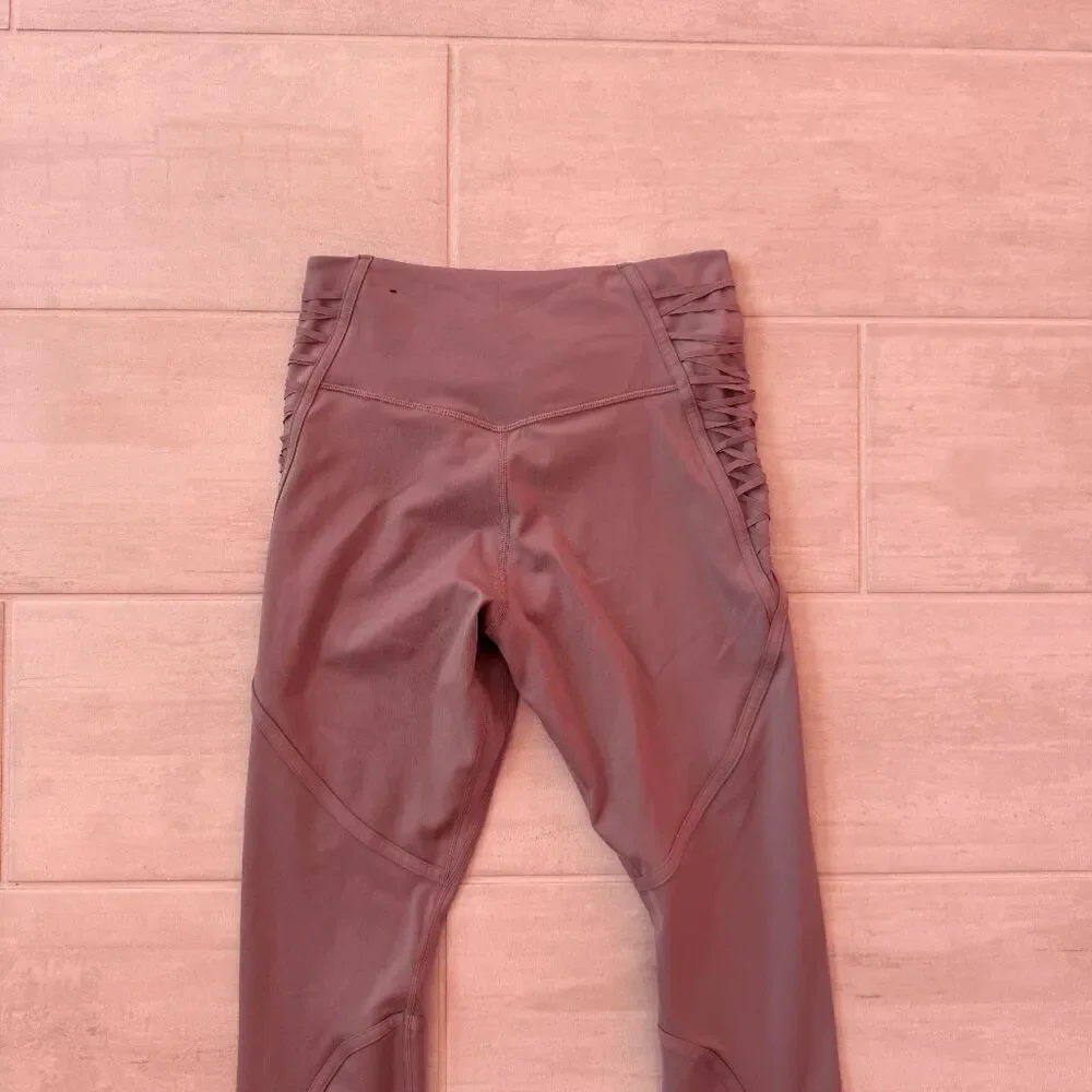 Nike Dri-Fit Leggings Mauve-Purple One Lux 7/8 Lacing Tights Medium Running Yoga